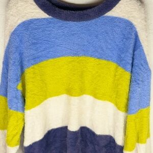 Aerie Blue and Yellow Crew Neck Sweater